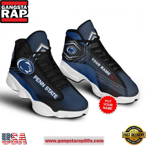 NCAA Penn State Nittany Lions Custom Name Blue Black Air Jordan 13 Shoes Running Sneakers
