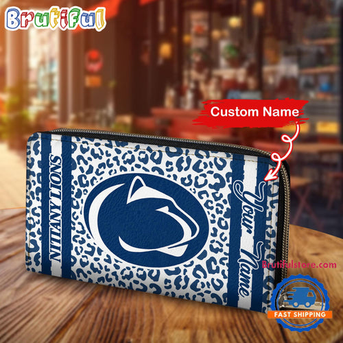 NCAA Penn State Nittany Lions Leopard Women’s Zip Around Wallet, Sporty Women’s Wallet