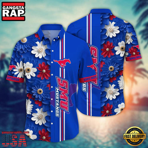 NCAA SMU Mustangs Flower Style Hot Summer Aloha Hawaiian Shirt