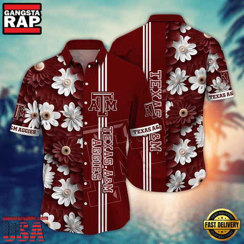 NCAA Texas AM Aggies Flower Style Hot Summer Aloha Hawaiian Shirt