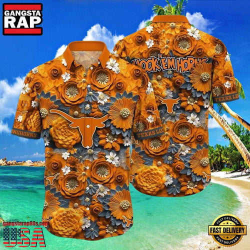 NCAA Texas Longhorns Flower Hawaiian Shirt Outfit 3D Shirt