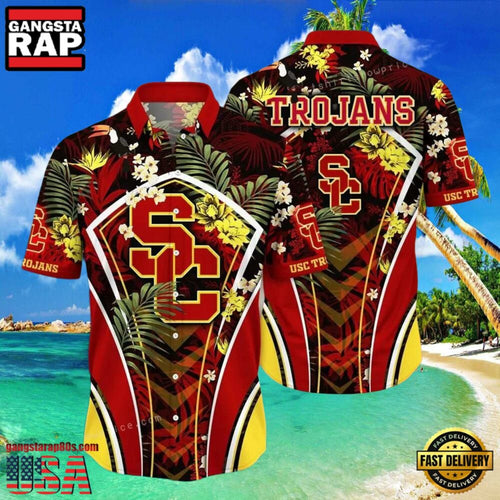 NCAA Usc Trojans Flower Hawaiian Shirt 3D Shirt, Gifts For Usc Trojans Football Fans