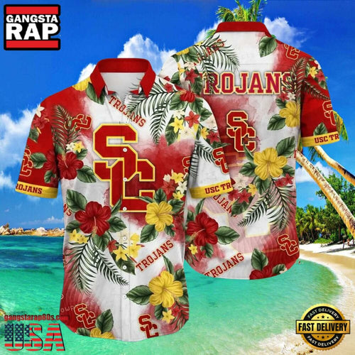 NCAA Usc Trojans Flower Hawaiian Shirt 3D Shirt, Usc Trojans Football Gifts For Men