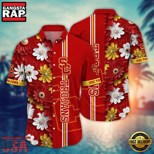 NCAA USC Trojans Flower Style Hot Summer Aloha Hawaiian Shirt