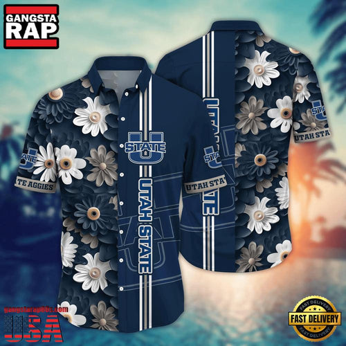 NCAA Utah State Aggies Flower Style Hot Summer Aloha Hawaiian Shirt