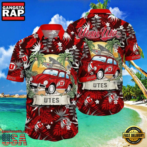 NCAA Utah Utes Flower Hawaiian Shirt 3D Shirt, Utah Utes Football Christmas Gifts