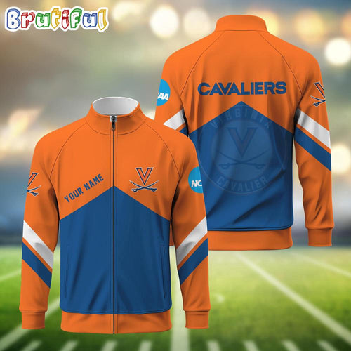NCAA Virginia Cavaliers Sport Logo Team Personalized Standing Neck Zipper Jacket