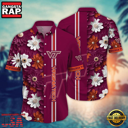NCAA Virginia Tech Hokies Flower Style Hot Summer Aloha Hawaiian Shirt