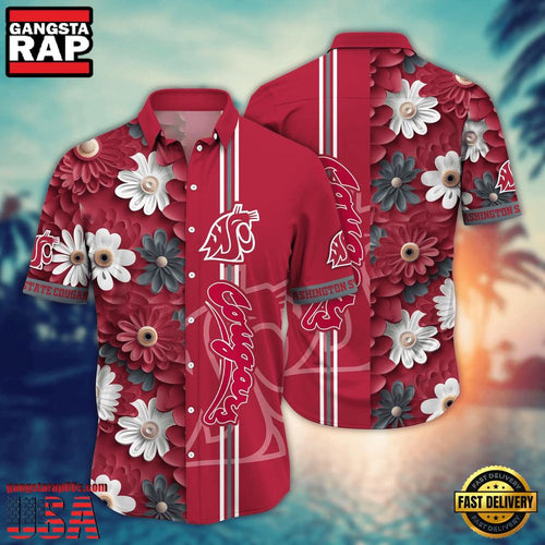 NCAA Washington State Cougars Flower Style Hot Summer Aloha Hawaiian Shirt