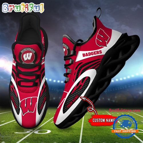 NCAA Wisconsin Badgers Sport Team New Design Max Soul Shoes Sneaker