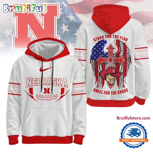 Nebraska Cornhuskers 2025 NCAA Stand For The Flag Kneel For the Cross Hoodie