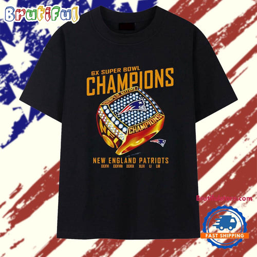 New England Patriots 6x Super Bowl Champions Ring T Shirt