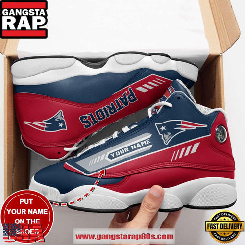 New England Patriots Custom Name Air Jordan 13 Sneakers Shoes