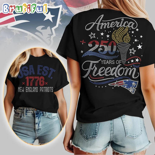 New England Patriots NFL 250 Years Independence Day Rhinestone Dot Unisex 3D Shirt