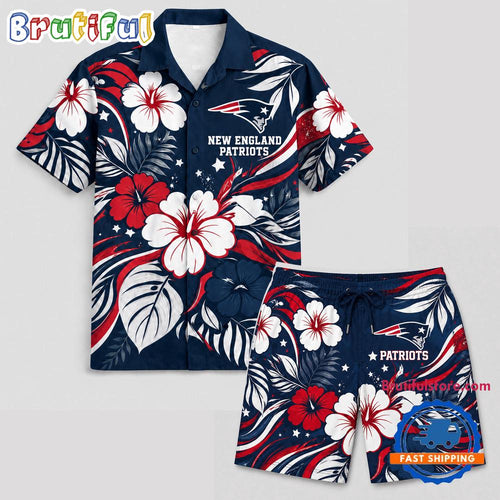 New England Patriots NFL Floral Summer Hawaiian Set