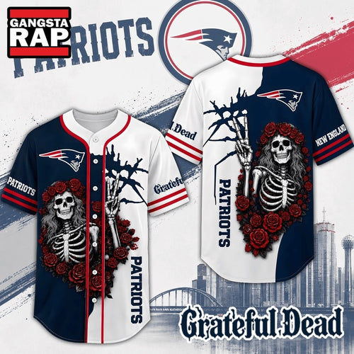 New England Patriots NFL Game Day Grateful Dead Baseball Jersey Shirt