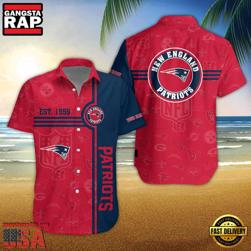 NFL New England Patriots Logo Team Custom Name New Design Hawaiian Shirt