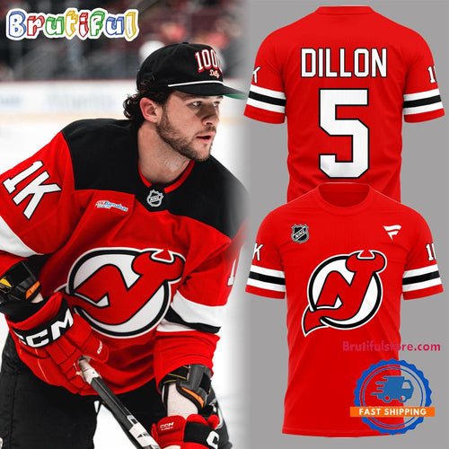 New Jersey Devils BRENDEN DILLON 1000 CAREER NHL GAMES Graphic Red T Shirt