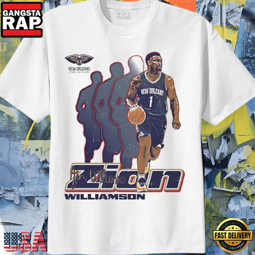 New Orleans Pelicans Zion Williamson Autographed Retro Player T-Shirt