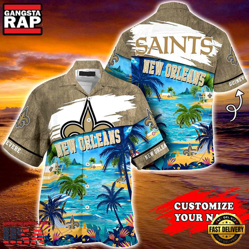 New Orleans Saints NFL Custom Name New Design Hawaiian Shirt