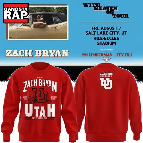 New Sweatshirt Zach Bryan x Utah Utes Football, With Heaven On Tour 2026 Sweatshirt , Music Trend Shirt