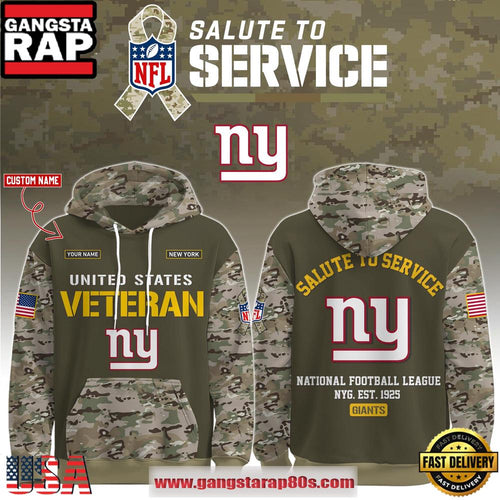 New York Giants NFL Veteran Birthday 2025 Custom Name Unisex Hoodie