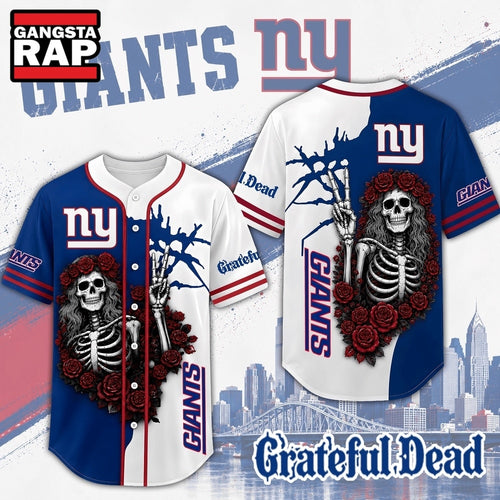 New York Giants NFL Game Day Grateful Dead Baseball Jersey Shirt