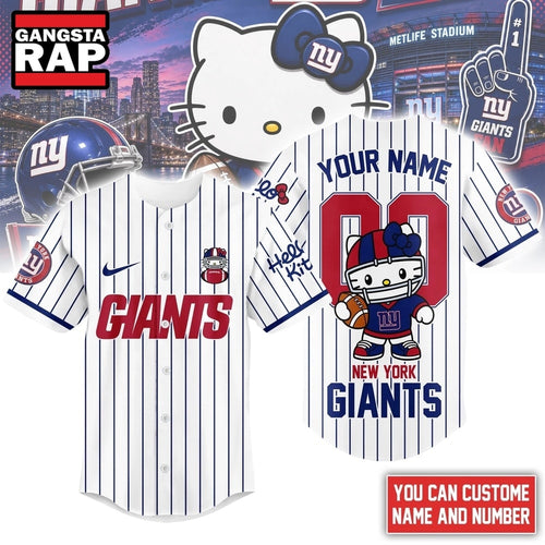 New York Giants NFL Kitty Game Day Custom Baseball Jersey Shirt