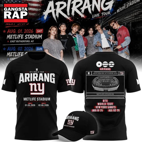 New York Giants x BTS WORLD TOUR ARIRANG 2026 T Shirt , Music Trending 3D Shirt