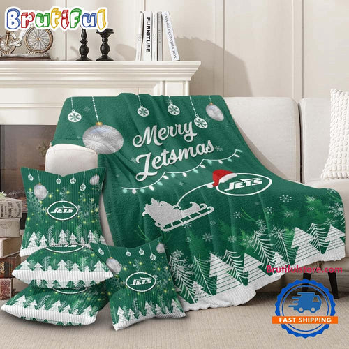 New York Jets 2025 NFL Christmas Fleece Blanket, Football Limited Edition Blanket