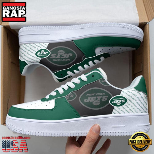 NFL New York Jets Basic Pattern Football New Design Air Force 1 Running Sneakers Shoes