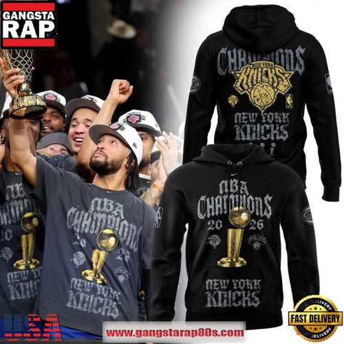 New York Knicks Champions Celebration 2026 NBA Finals Black Hoodie