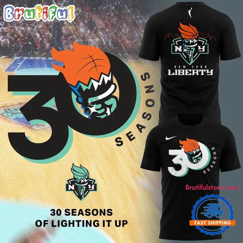 New York Liberty 30th Anniversary Black T Shirt