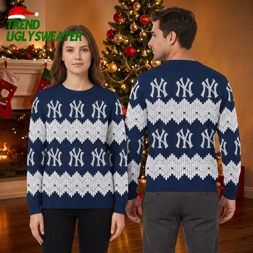 New York Yankees Chevron Logo Pattern Ugly Christmas Sweater