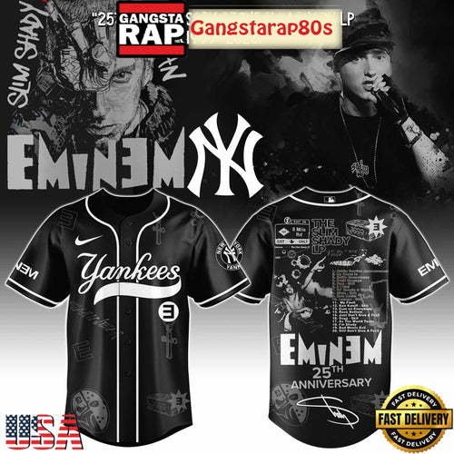 New York Yankees x Eminem 25th Anniversary Of The Slim Shady LP 2025 Baseball Jersey