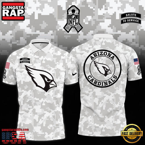 NFL Arizona Cardinals Camo 2025 Salute to Service Polo Shirt