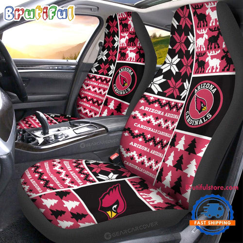 NFL Arizona Cardinals Design Christmas Car Seat Covers, Football Xmas Car Decor