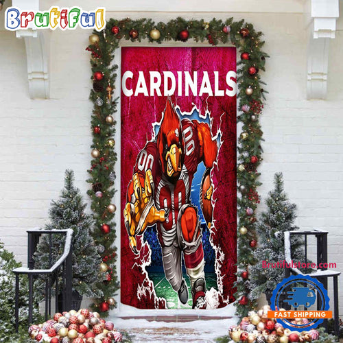 NFL Arizona Cardinals Football Team Christmas Door Cover, Football Xmas Door Covers