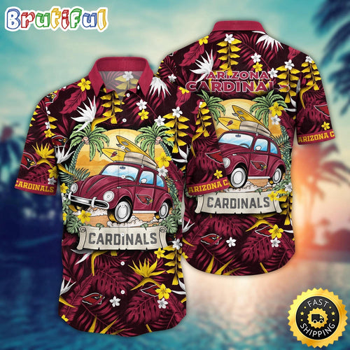 NFL Arizona Cardinals Hawaii Shirt Car Plam Tree Aloha Shirt