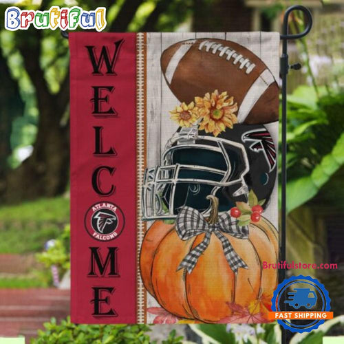 NFL Atlanta Falcons Flower Pumpkin Halloween Football Garden Flag