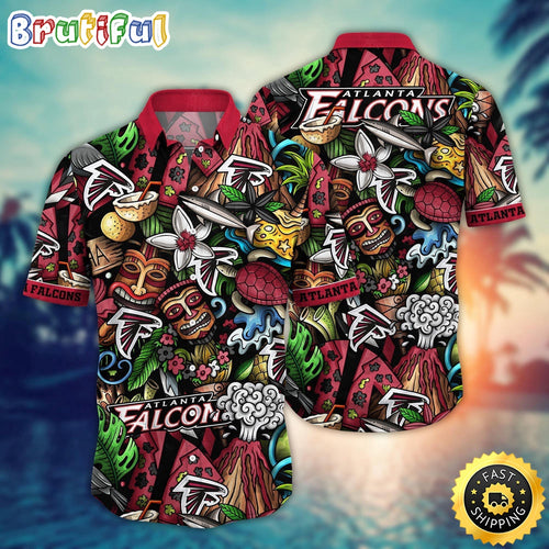 NFL Atlanta Falcons Hawaii Shirt Flower Tiki Me Off Aloha Shirt
