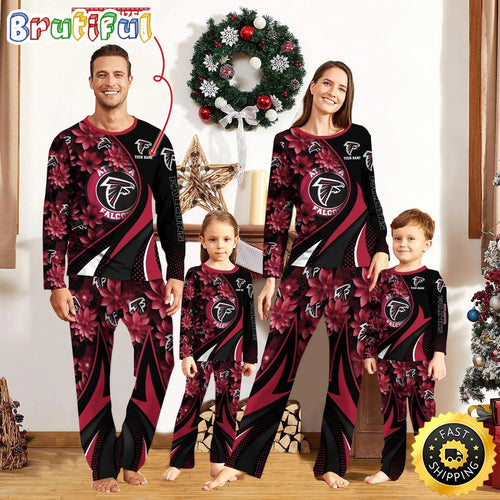 NFL Atlanta Falcons Pajamas Flower For Family Custom Name Pajamas