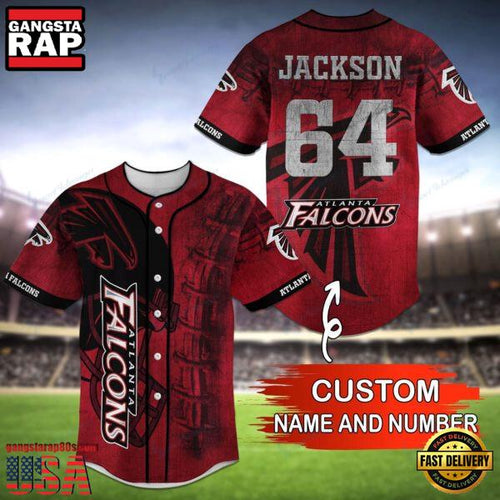 NFL Atlanta Falcons Custom Name Number Name Number Baseball Jersey Shirt