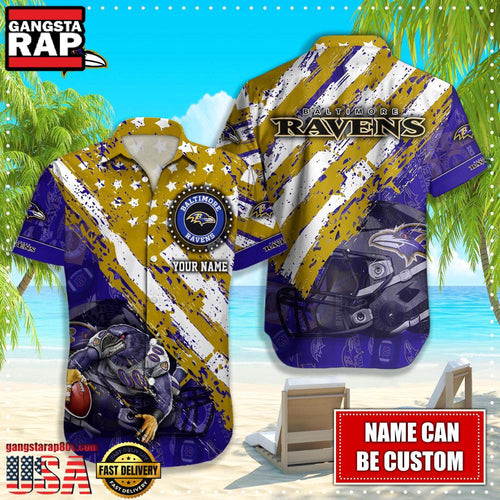 NFL Baltimore Ravens American Flag custom Hawaiian Shirts For Men Women
