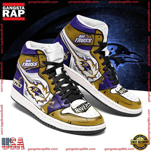 NFL Baltimore Ravens Football Logo Team Air Jordan 1 Running Sneakers Shoes