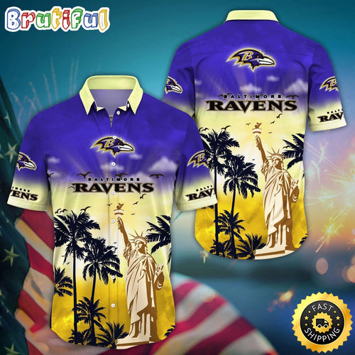 NFL Baltimore Ravens Hawaii Shirt Statue Of Liberty Aloha Shirt
