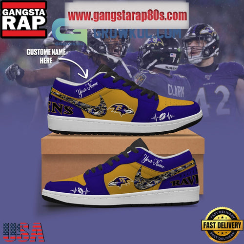 Baltimore Ravens Personalized Air Jordan 1 Sneakers Shoes