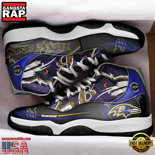 NFL Baltimore Ravens Unique Design Air Jordan 11 Sneaker