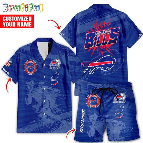 NFL Buffalo Bills Combo Hawaiian Shirt And Shorts, Football Summer Beach Hawaiian Sets