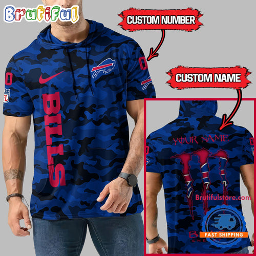 NFL Buffalo Bills Custom Name Camo Sleeveless Hoodie Design